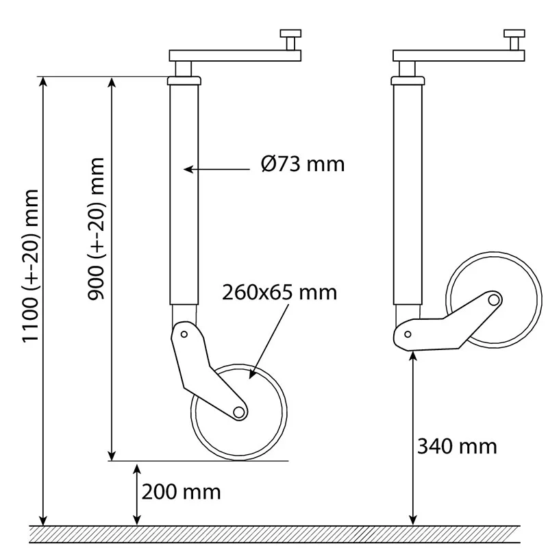 Roue jockey jante acier semi automatique Roue jockey jante acier semi automatique