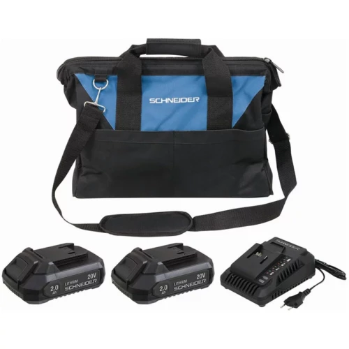 Pack 2 batteries + chargeur + sac de transport SCHNEIDER