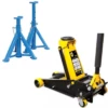 Kit Cric Hydraulique 2 Tonnes + 2 Chandelles 3 Tonnes - Pour Voiture, SUV, Camping-car - Hauteur Réglable, Sécurisé - 10