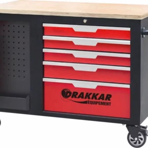 Servante d’atelier avec plan de travail en bois – 10 tiroirs