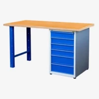 Etabli de mécanicien plateau bois ép. 30 mm. Long. 1,5 m