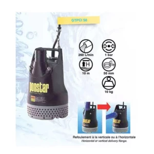 Pompe électrique submersible débit 260 litres/min Pompe électrique submersible débit 260 litres/min