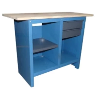 Etabli tôle acier, plateau bois massif longueur 1120 mm