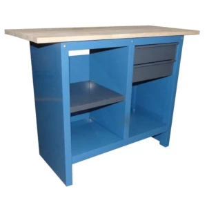 Etabli tôle acier, plateau bois massif longueur 1120 mm