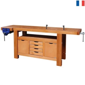 Etabli bois de menuisier professionnel longueur 2 m à caisson + Presses