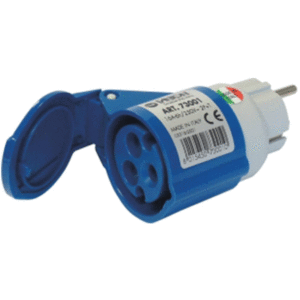 Adaptateur fiche mâle Schuko 2P+T avec prise femelle à clapet CE17 230V Adaptateur fiche mâle Schuko 2P+T avec prise femelle à clapet CE17 230V