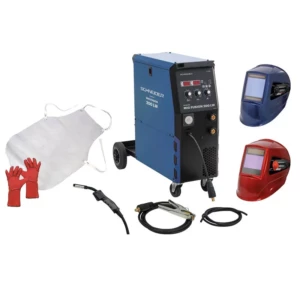 Lot poste à souder inverter MIG Fusion 200LW avec 2 cagoules de soudage, gant, tablier et fil acier Lot poste à souder inverter MIG Fusion 200LW avec 2 cagoules de soudage, gant, tablier et fil acier