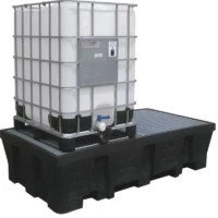 Bac de rétention 1000L PE avec caillebotis acier - format XXL pour 2 IBC